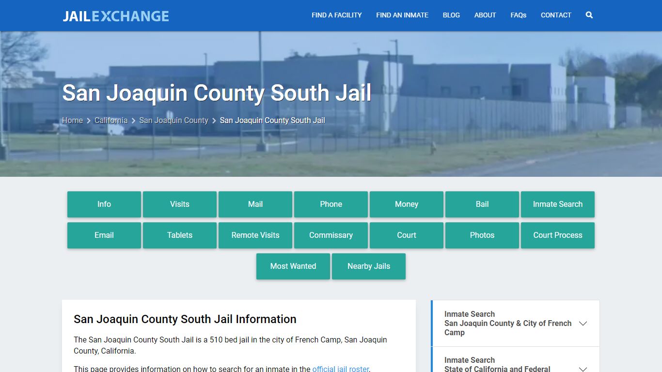 San Joaquin County South Jail, CA Inmate Search, Information